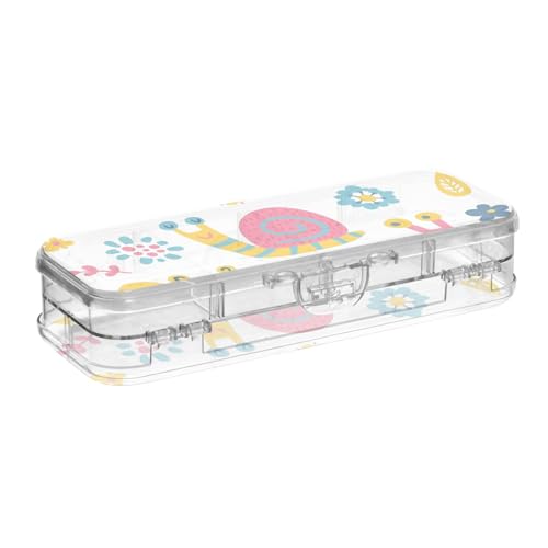 ISAOA Federmäppchen mit niedlichem Schneckenmotiv, mit Schnappdeckel, doppelstöckiges transparentes Schreibwaren-Federmäppchen mit 4 Linealen, zur Unterteilung von Stiften, Organizer für Schule, Büro ISAOA Federmäppchen mit niedlichem Schneckenmotiv, mit Schnappdeckel, doppelstöckiges transparentes Schreibwaren-Federmäppchen mit 4 Linealen, zur Unterteilung von Stiften, Organizer für Schule, Büro von ISAOA
