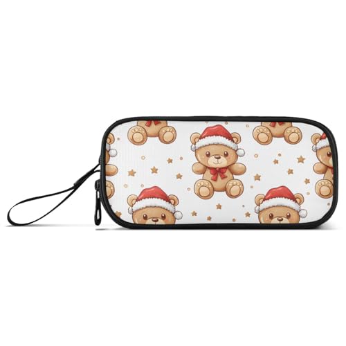 ISAOA Federmäppchen mit niedlichem Teddybär und Sternen, großes Fassungsvermögen, 3 Fächer, Federmäppchen, tragbar, große Aufbewahrung, Federmäppchen für Teenager, Jungen, Mädchen, Erwachsene von ISAOA