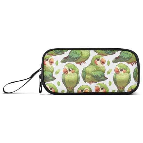 ISAOA Federmäppchen mit niedlichem grünem Vogel, großes Fassungsvermögen, 3 Fächer, tragbar, große Aufbewahrung, Federmäppchen für Teenager, Jungen, Mädchen, Erwachsene, Studenten, Niedlicher grüner von ISAOA