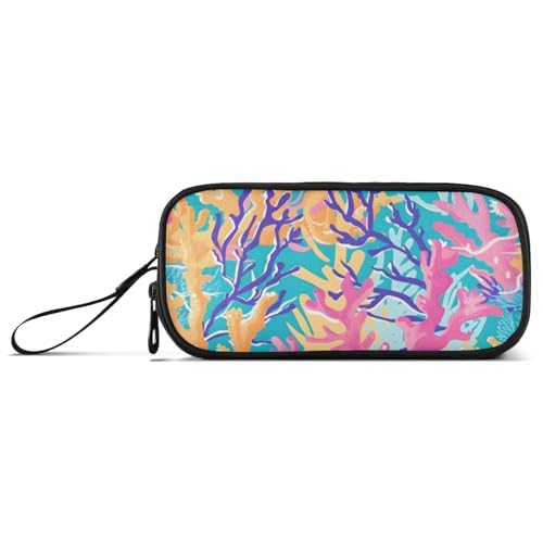 ISAOA Federmäppchen mit tropischem buntem Korallenriff, großes Fassungsvermögen, 3 Fächer, Federmäppchen, tragbar, große Aufbewahrung, Federmäppchen für Teenager, Jungen, Mädchen, Erwachsene von ISAOA