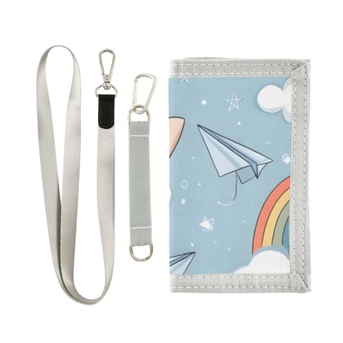 ISAOA Fox Cloud Rainbow Pattern Kids Wallets for Boys Girls, Toddler Trifold Wallet with Zippered Coin Pocket and Card Holders, Novelty Wallet for Childrens Birthday Gifts von ISAOA