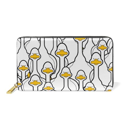 ISAOA Geldbörse aus Leder, Motiv: Cartoon-Ente, multifunktional, Reißverschluss, Clutch, großes Fassungsvermögen, Kartenhalter, 19 cm, #01, Einheitsgröße, modisch von ISAOA