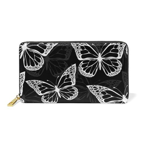 ISAOA Geldbörse aus Leder, Motiv: fliegende Schmetterlinge, multifunktional, Reißverschluss, Clutch, großes Fassungsvermögen, Kartenhalter, 19 cm, #01, Einheitsgröße, modisch von ISAOA
