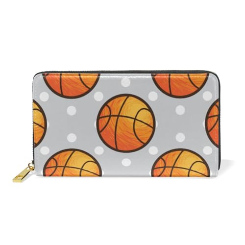 ISAOA Geldbörse aus Leder mit Basketball und weißen Punkten, multifunktional, mit Reißverschluss, Clutch, großes Fassungsvermögen, Kartenhalter, 19 cm, #01, Einheitsgröße, modisch von ISAOA