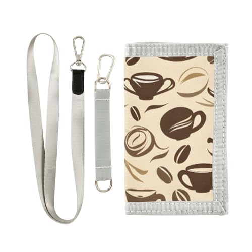 ISAOA Geldbörse für Kinder mit Kaffee- und Kaffeebohnen, dreifach gefaltete Geldbörse mit Münzfach mit Reißverschluss und Kartenfächern, Neuheit Geldbörse für Kindergeburtstagsgeschenke von ISAOA