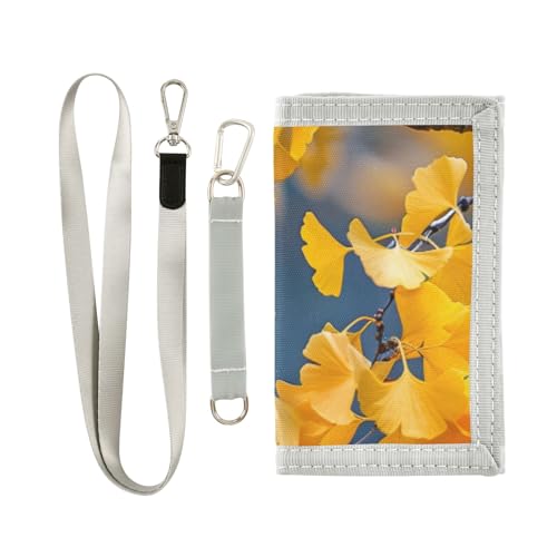 ISAOA Ginkgo Kindergeldbörse mit Blattmuster für Jungen und Mädchen, dreifach gefaltete Geldbörse mit Münzfach mit Reißverschluss und Kartenhaltern, Neuheit Geldbörse für Kindergeburtstagsgeschenke von ISAOA