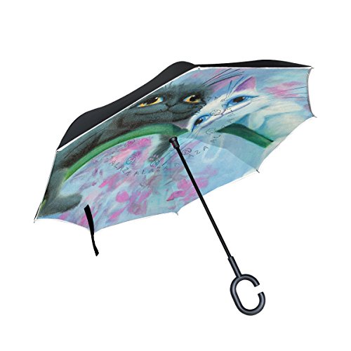 ISAOA Gro?e Schirm Regenschirm Winddicht Doppelschichtige seitenverkehrt Faltbarer Regenschirm f¨¹r Auto Regen Au?eneinsatz,C-f?rmigem Henkel Regenschirm schwarz Katze und wei? Regenschirm ISAOA Gro?e Schirm Regenschirm Winddicht Doppelschichtige seitenverkehrt Faltbarer Regenschirm f¨¹r Auto Regen Au?eneinsatz,C-f?rmigem Henkel Regenschirm schwarz Katze und wei? Regenschirm von ISAOA