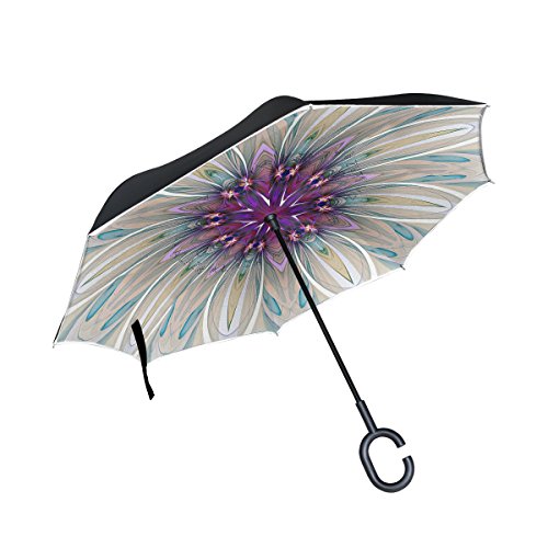 ISAOA Gro?e umgekehrten Regenschirm windfest Double Layer, umgekehrt Faltbarer Regenschirm f¨¹r Auto Regen, Au?enbereich, c-Shaped Regenschirm mit Muster Mandala-Regenschirm f¨¹r M?nner und Frauen von ISAOA