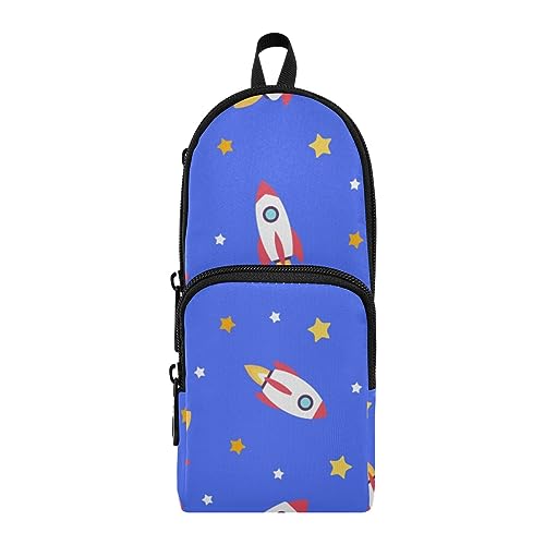 ISAOA Große Federmäppchen mit Cartoon-Raketen, Planeten, Stiftehalter, Schreibwaren-Organizer für Schule, Kinder, Teenager, Mädchen, Jungen, #1, Einheitsgröße, Schulranzen-Set von ISAOA