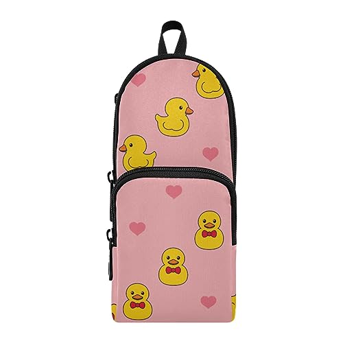 ISAOA Große Federmappe mit Ente auf rosa Hintergrund, für Schule, Kinder, Teenager, Mädchen, Jungen, #1, Einheitsgröße, Schulranzen-Set von ISAOA