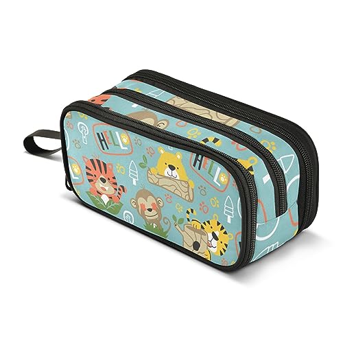 ISAOA Große Kapazität Bleistift Fällen Entzückende Tiere Cartoon Affe Tiger Beutel Tasche Große Stift Tasche Schreibwaren Tasche, #92, Einheitsgröße, Taschen-Organizer von ISAOA