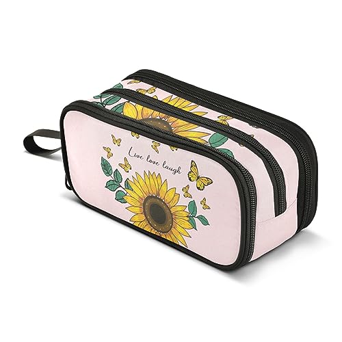 ISAOA Große Kapazität Bleistift Fällen Sonnenblume Schmetterling Hand gezeichnet Design Beutel Tasche Große Stift Tasche Schreibwaren Tasche, #209, Einheitsgröße, Taschen-Organizer von ISAOA