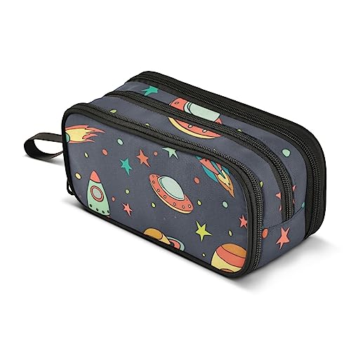 ISAOA Große Kapazität Federmäppchen (Cartoon Universe UFO Planet Rocket) Pouch Bag Large Pen Bag Stationery Bag for Girls Boys Adults Student, #4, Einheitsgröße, Taschen-Organizer von ISAOA