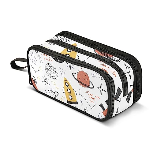 ISAOA Große Kapazität Federmäppchen (Childish Rocket Planet Galaxy) Pouch Bag Large Pen Bag Stationery Bag for Girls Boys Adults Student, #1, Einheitsgröße, Taschen-Organizer von ISAOA