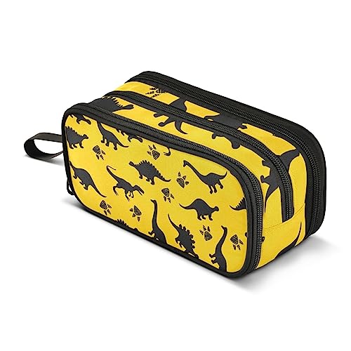 ISAOA Große Kapazität Federmäppchen (Dinosaurier Dino Animal Print Gelb) Beuteltasche Große Stifttasche Schreibwaren Tasche für Mädchen Jungen Erwachsene Studenten, #2, Einheitsgröße, von ISAOA