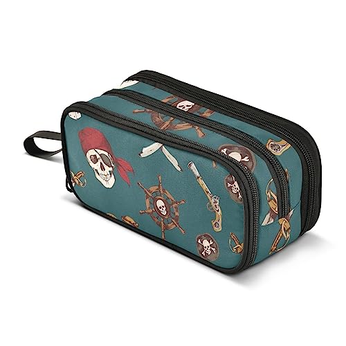 ISAOA Große Kapazität Federmäppchen (Pirate Skull Treasure) Pouch Bag Large Pen Bag Stationery Bag for Girls Boys Adults Student, #1, Einheitsgröße, Taschen-Organizer von ISAOA