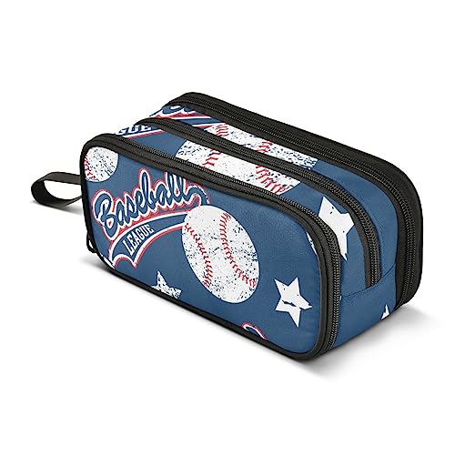 ISAOA Große Kapazität Federmäppchen (Vintage Baseball Stars) Pouch Bag Large Pen Bag Schreibwaren Tasche für Mädchen Jungen Erwachsene Studenten, #7, Einheitsgröße, Taschen-Organizer von ISAOA