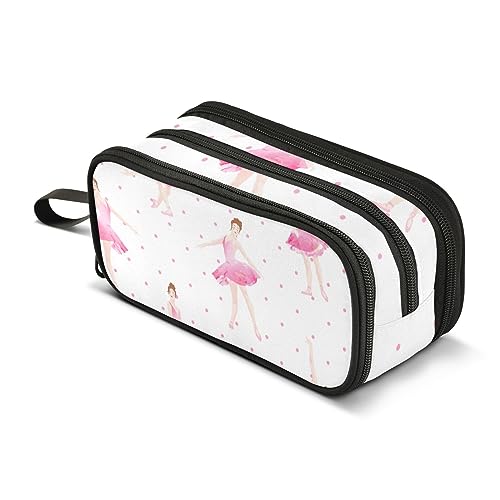 ISAOA Große Kapazität Federmäppchen Ballerinas Tanz auf Polka Dot Hintergrund Beutel Tasche Große Stifttasche Schreibwaren Tasche für Mädchen Jungen Erwachsene Studenten, #7, Einheitsgröße, von ISAOA