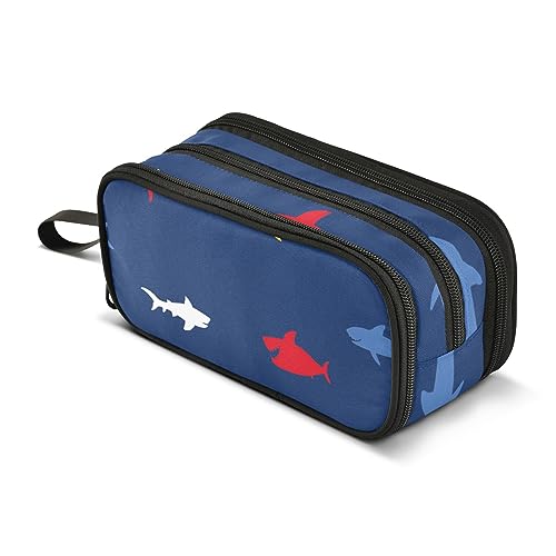 ISAOA Große Kapazität Federmäppchen Bunte Hai Muster Illustration Vektor Beutel Tasche Große Stift Tasche Schreibwaren Tasche, #286, Einheitsgröße, Taschen-Organizer von ISAOA