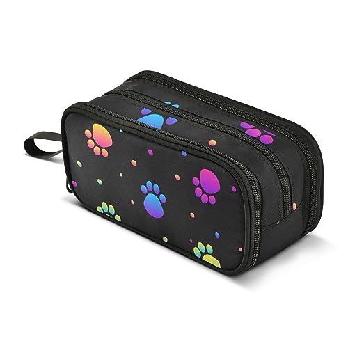 ISAOA Große Kapazität Federmäppchen Bunte Regenbogen Hund Druck Polka Dot Pouch Tasche Große Stifttasche Schreibwaren Tasche für Mädchen Jungen Erwachsene Studenten, #4, Einheitsgröße, von ISAOA