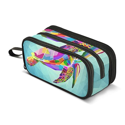 ISAOA Große Kapazität Federmäppchen Bunte Schildkröte Schwimmende Unterwasser Geometrische Beutel Tasche Große Stift Tasche Schreibwaren Tasche, #309, Einheitsgröße, Taschen-Organizer von ISAOA