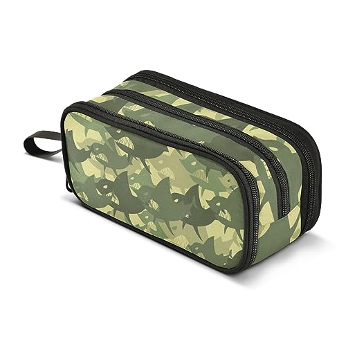 ISAOA Große Kapazität Federmäppchen Camouflage Hai Beutel Tasche Große Stifttasche Schreibwaren Tasche für Mädchen Jungen Erwachsene Studenten, #295, Einheitsgröße, Taschen-Organizer von ISAOA