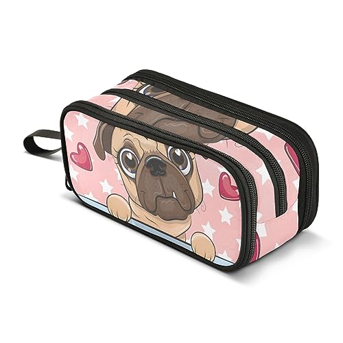 ISAOA Große Kapazität Federmäppchen Cartoon Mops Hund Mädchen Beutel Tasche Große Stifttasche Schreibwaren Tasche für Mädchen Jungen Erwachsene Studenten, #4, Einheitsgröße, Taschen-Organizer von ISAOA