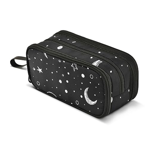 ISAOA Große Kapazität Federmäppchen Doodle Night Sky Moon Stars Pouch Bag Large Pen Bag Stationery Bag for Girls Boys Adults Student, #3, Einheitsgröße, Taschen-Organizer von ISAOA