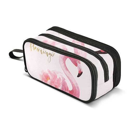 ISAOA Große Kapazität Federmäppchen Elegante Flamingo-Blume mit Goldkrone Beutel Tasche Große Stifttasche Schreibwaren Tasche, #55, Einheitsgröße, Taschen-Organizer von ISAOA