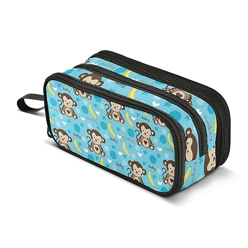 ISAOA Große Kapazität Federmäppchen Entzückende Baby Affe und Banane Muster Beutel Tasche Große Stift Tasche Schreibwaren Tasche, #86, Einheitsgröße, Taschen-Organizer von ISAOA