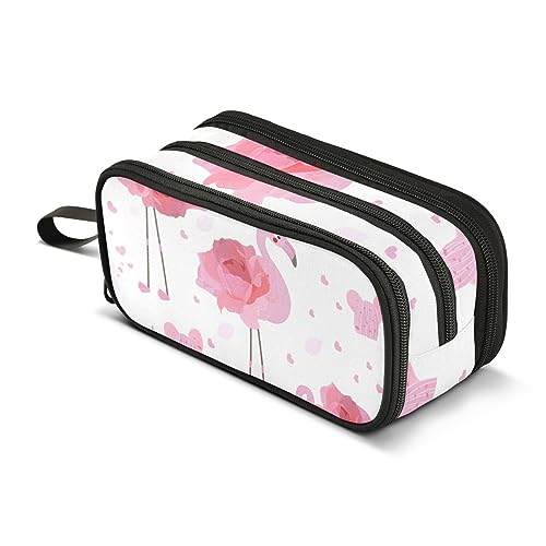 ISAOA Große Kapazität Federmäppchen Flamingo mit Rosen Beutel Tasche Große Stifttasche Schreibwaren Tasche für Mädchen Jungen Erwachsene Studenten, #47, Einheitsgröße, Taschen-Organizer von ISAOA