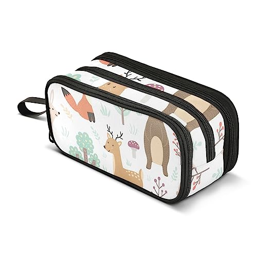 ISAOA Große Kapazität Federmäppchen Fuchs und Bär im Wald Beutel Tasche Große Stifttasche Schreibwaren Tasche für Mädchen Jungen Erwachsene Studenten, #9, Einheitsgröße, Taschen-Organizer von ISAOA