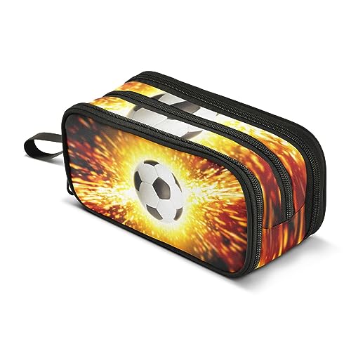 ISAOA Große Kapazität Federmäppchen Fußball Feuer Tasche Große Stifttasche Schreibwaren Tasche für Mädchen Jungen Erwachsene Studenten, #10, Einheitsgröße, Taschen-Organizer von ISAOA