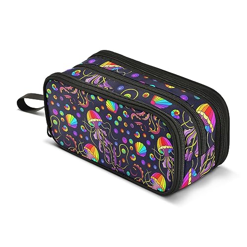 ISAOA Große Kapazität Federmäppchen Helle Regenbogen Quallen und Muscheln Beutel Tasche Große Stifttasche Schreibwaren Tasche, #368, Einheitsgröße, Taschen-Organizer von ISAOA