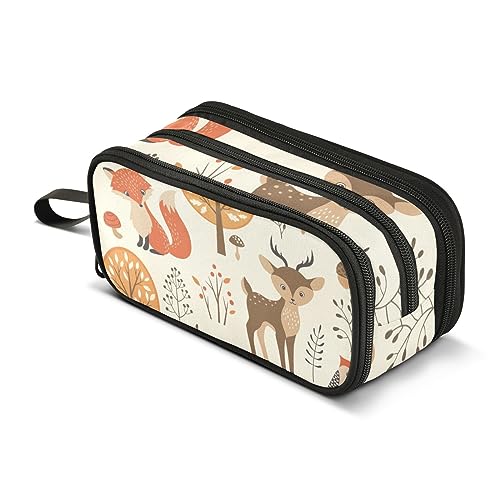 ISAOA Große Kapazität Federmäppchen Herbst Wald Dschungel Tier Fuchs Hirsch Kaninchen Beutel Tasche Große Stift Tasche Schreibwaren Tasche, #252, Einheitsgröße, Taschen-Organizer von ISAOA