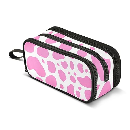 ISAOA Große Kapazität Federmäppchen Kuh Haut Rosa Tier Dschungel Print Spot Pouch Tasche Große Stift Tasche Schreibwaren Tasche, #220, Einheitsgröße, Taschen-Organizer von ISAOA