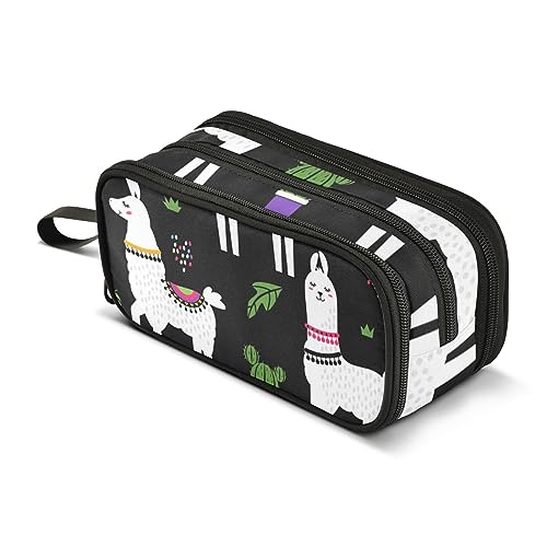 ISAOA Große Kapazität Federmäppchen Nette Cartoon Lama Alpaka mit Kaktus Beutel Tasche Große Stift Tasche Schreibwaren Tasche, #67, Einheitsgröße, Taschen-Organizer von ISAOA