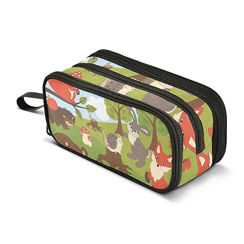 ISAOA Große Kapazität Federmäppchen Nette Wilde Wald Tiere Fuchs Kaninchen Bär Igel Schnecke und Eichhörnchen Pouch Bag Große Stifttasche Schreibwaren Tasche, #255, Einheitsgröße, Taschen-Organizer von ISAOA