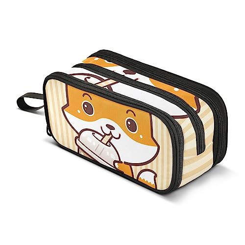 ISAOA Große Kapazität Federmäppchen Niedlich Fuchs Tier Cartoon Beutel Tasche Große Stifttasche Schreibwaren Tasche für Mädchen Jungen Erwachsene Studenten, #3, Einheitsgröße, Taschen-Organizer von ISAOA