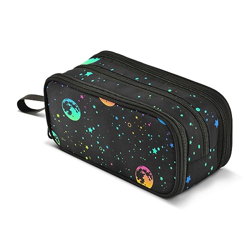 ISAOA Große Kapazität Federmäppchen Regenbogen Sonne Mond und Sterne Beutel Tasche Große Stifttasche Schreibwaren Tasche für Mädchen Jungen Erwachsene Studenten, #8, Einheitsgröße, Taschen-Organizer von ISAOA