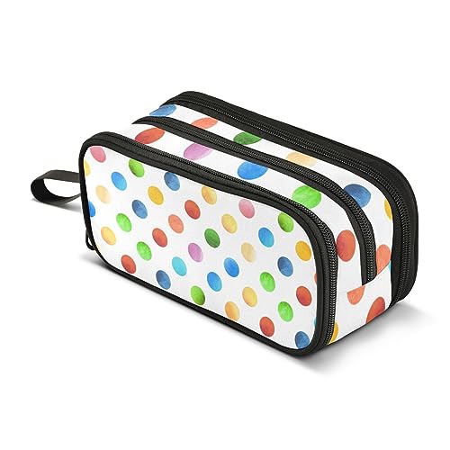 ISAOA Große Kapazität Federmäppchen Retro Geometrisches Muster mit Polka Dots Pouch Bag Große Stifttasche Schreibwaren Tasche für Mädchen Jungen Erwachsene Studenten, #1, Einheitsgröße, von ISAOA