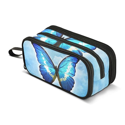 ISAOA Große Kapazität Federmäppchen Schmetterling Blau Himmel Beutel Tasche Große Stifttasche Schreibwaren Tasche für Mädchen Jungen Erwachsene Studenten, #194, Einheitsgröße, Taschen-Organizer von ISAOA