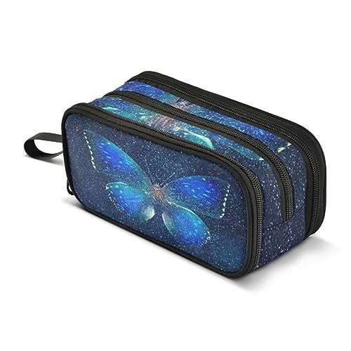 ISAOA Große Kapazität Federmäppchen Schmetterling Galaxy Blau Sternenhimmel Beutel Tasche Große Stifttasche Schreibwaren Tasche, #183, Einheitsgröße, Taschen-Organizer von ISAOA