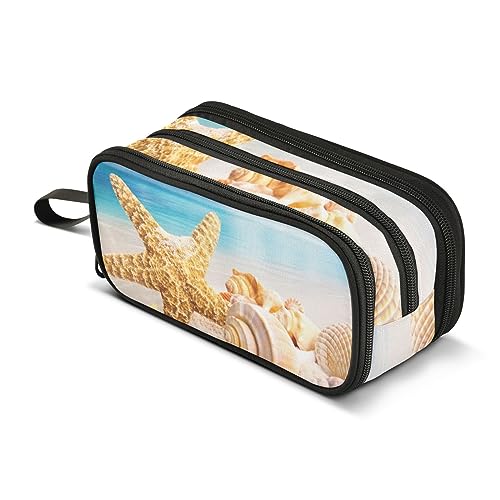 ISAOA Große Kapazität Federmäppchen Seestern Muscheln Strand Tasche Große Stifttasche Schreibwaren Tasche für Mädchen Jungen Erwachsene Studenten, #383, Einheitsgröße, Taschen-Organizer von ISAOA