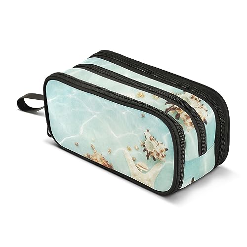 ISAOA Große Kapazität Federmäppchen Sommer Unterwasser Muscheln Seestern Beutel Tasche Große Stift Tasche Schreibwaren Tasche, #346, Einheitsgröße, Taschen-Organizer von ISAOA