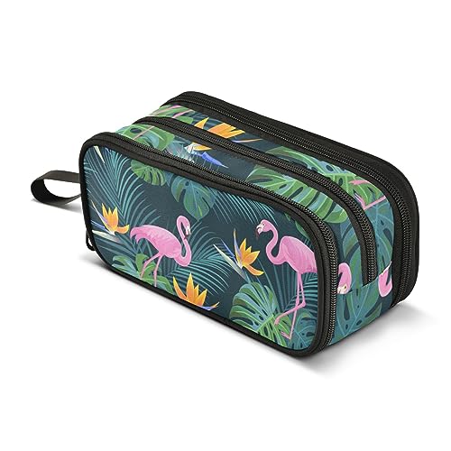 ISAOA Große Kapazität Federmäppchen Tropische Flamingos und exotische Blumen Beutel Tasche Große Stift Tasche Schreibwaren Tasche, #60, Einheitsgröße, Taschen-Organizer von ISAOA