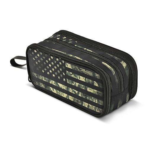 ISAOA Große Kapazität Federmäppchen USA-Flagge Camouflage Vintage Beutel Tasche Große Stifttasche Schreibwaren Tasche für Mädchen Jungen Erwachsene Studenten, #3, Einheitsgröße, Taschen-Organizer von ISAOA