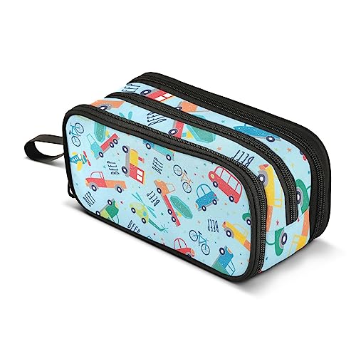 ISAOA Große Kapazität Federmäppchen Verkehrsflugzeug Auto Doodle Blau Beutel Tasche Große Stifttasche Schreibwaren Tasche für Mädchen Jungen Erwachsene Studenten, #4, Einheitsgröße, Taschen-Organizer von ISAOA