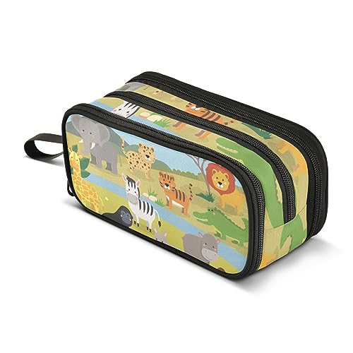 ISAOA Große Kapazität Federmäppchen Wildtiere Zebra Affe Elefant Giraffe Affe Krokodil Beutel Tasche Große Stift Tasche Schreibwaren Tasche, #90, Einheitsgröße, Taschen-Organizer von ISAOA