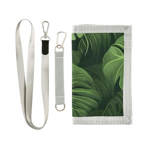 ISAOA Grüne tropische Blätter, Kinder-Geldbörse für Jungen und Mädchen, Kleinkind, dreifach gefaltete Geldbörse mit Münzfach mit Reißverschluss und Kartenhaltern, Neuheit Geldbörse für von ISAOA